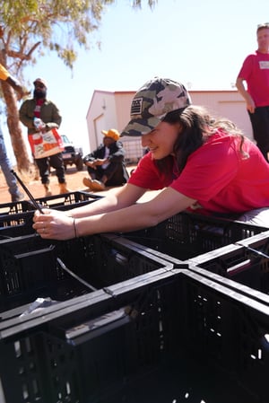 Bridgett McMullun building beds for Red Dust